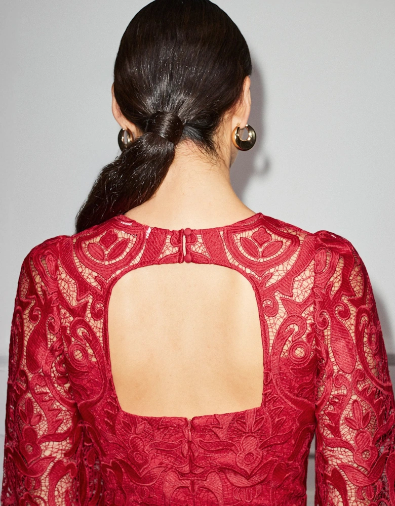 Kendall Red Lace Open Back Dress