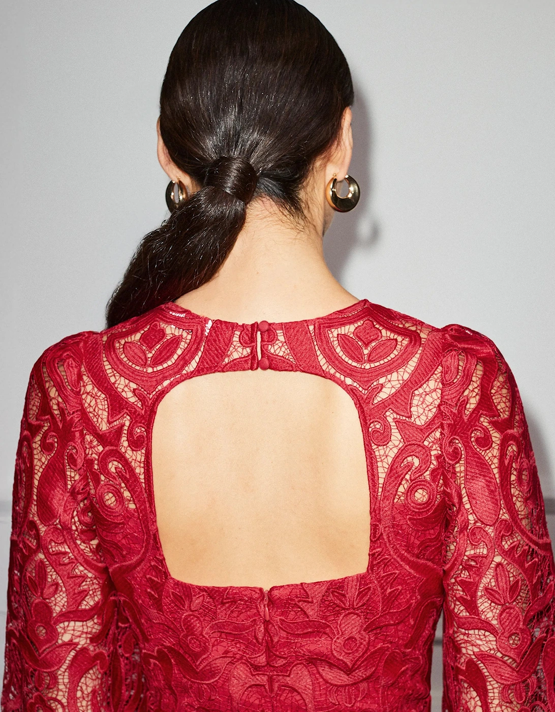 Kendall Red Lace Open Back Dress