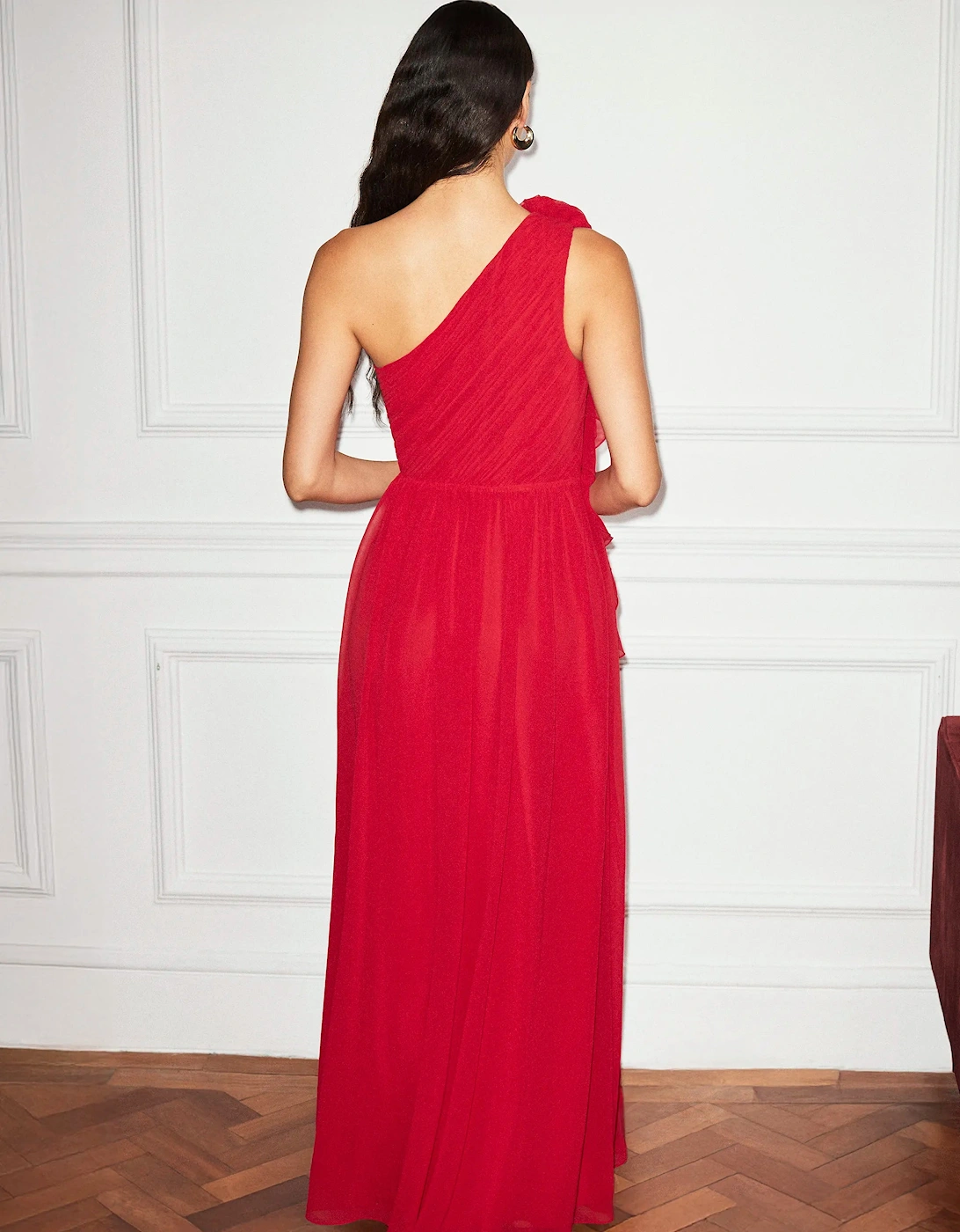 Isla Red Corsage One Shoulder Dress