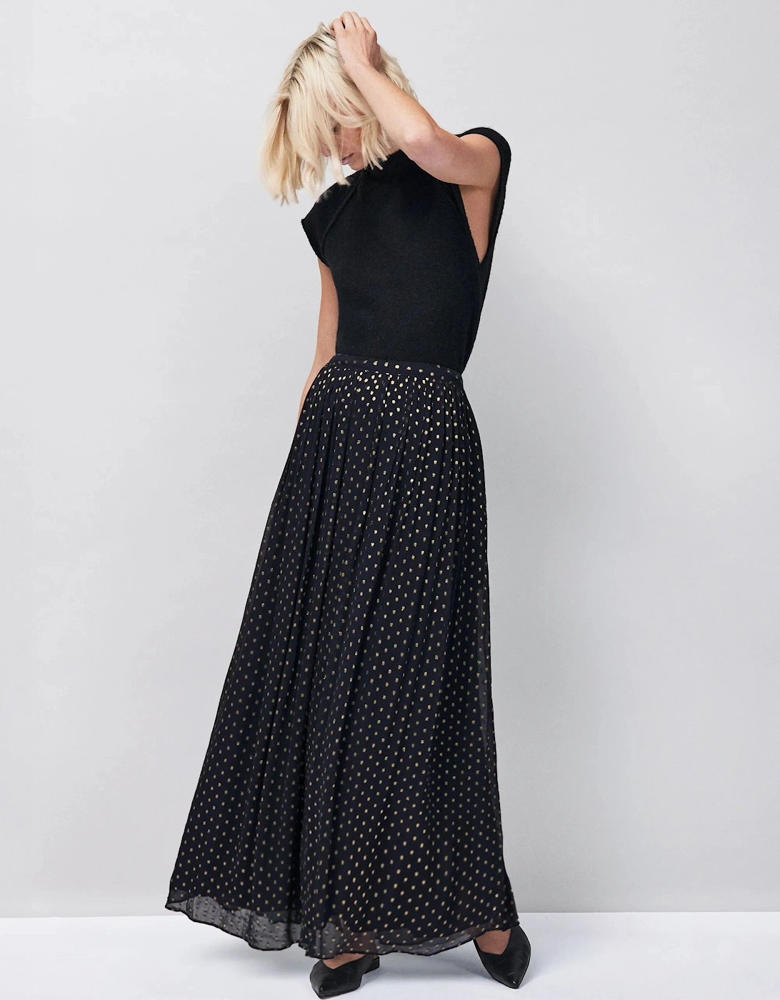 Gold Foil Maxi Skirt