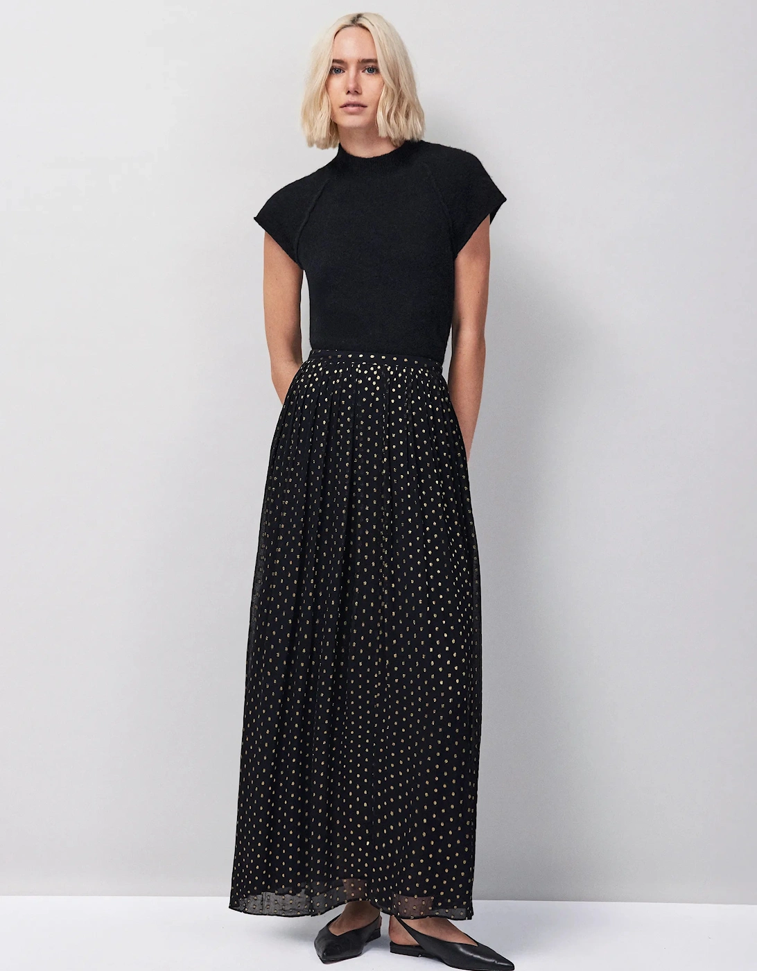 Gold Foil Maxi Skirt