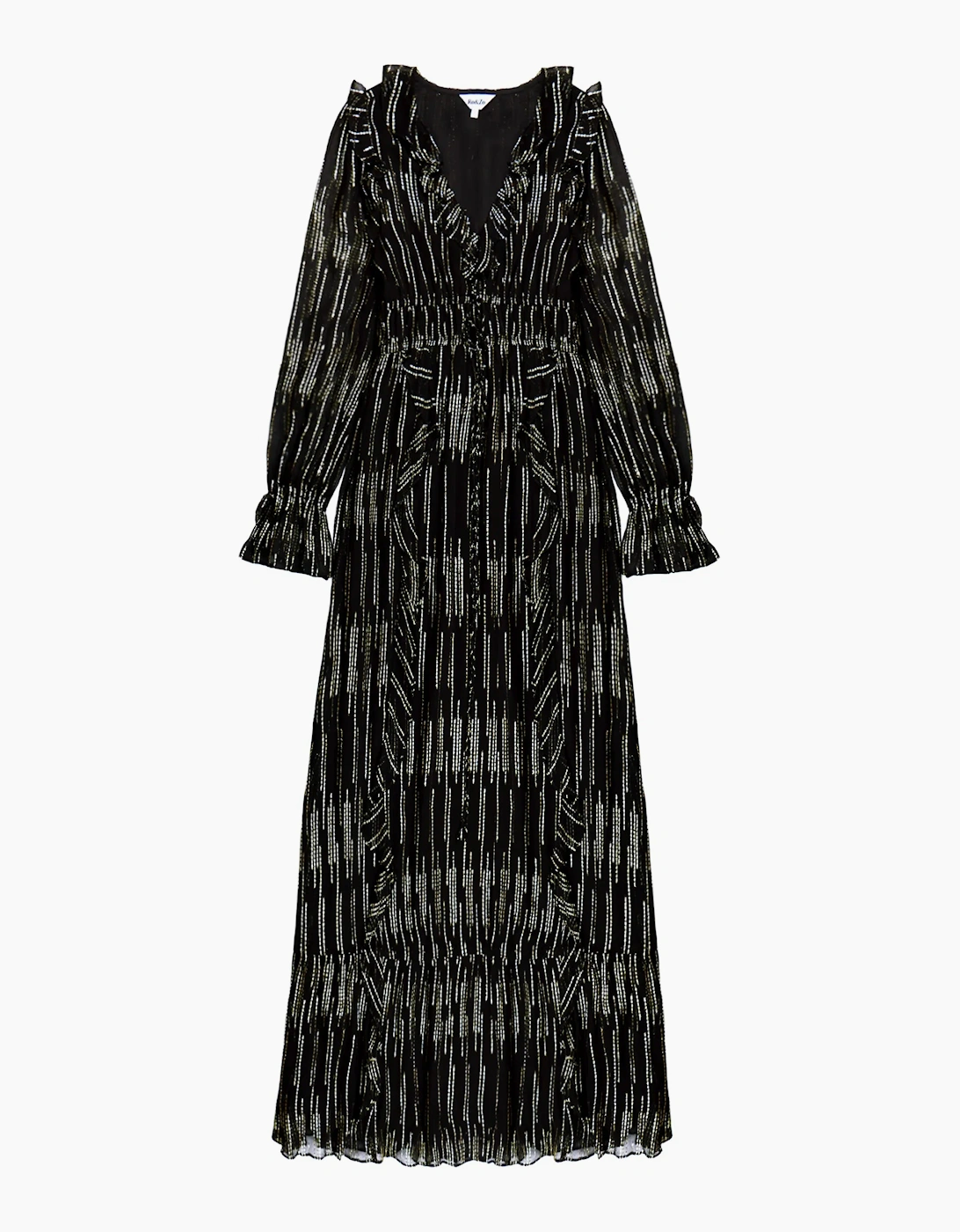 RO&ZO RO&ZO Women's Lydia Gold Foil Tie-Waist Midaxi Dress