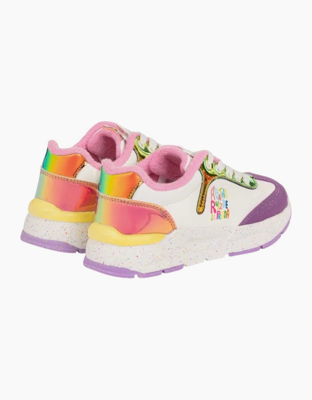 Girls White Multicoloured Logo Trainers