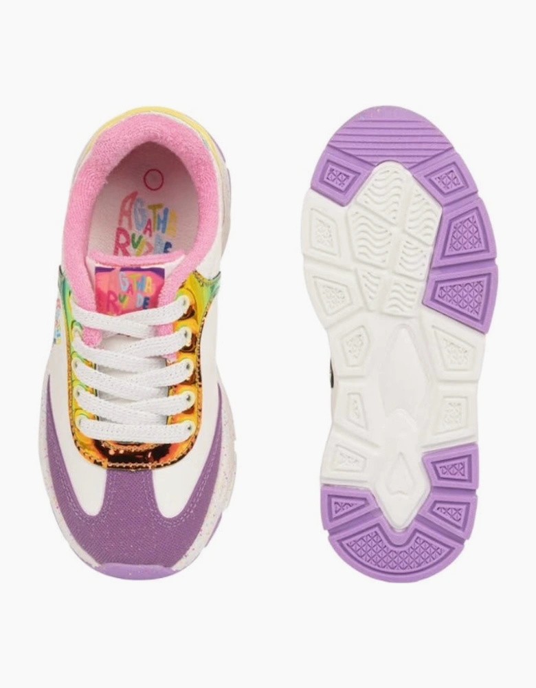 Girls White Multicoloured Logo Trainers
