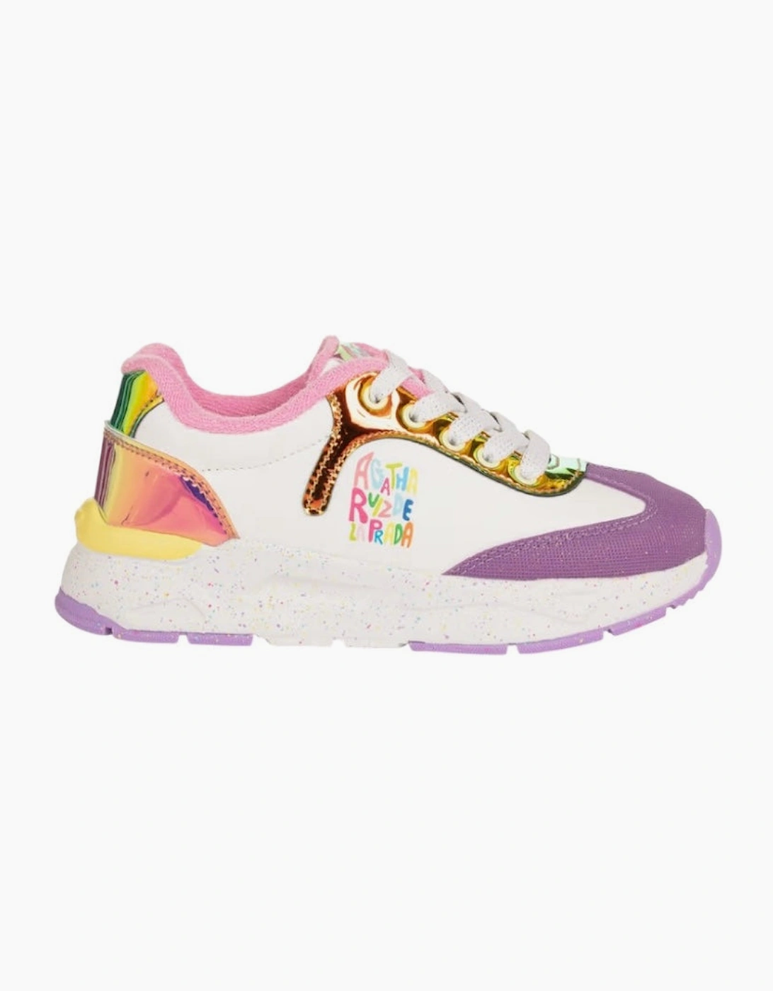 Girls White Multicoloured Logo Trainers