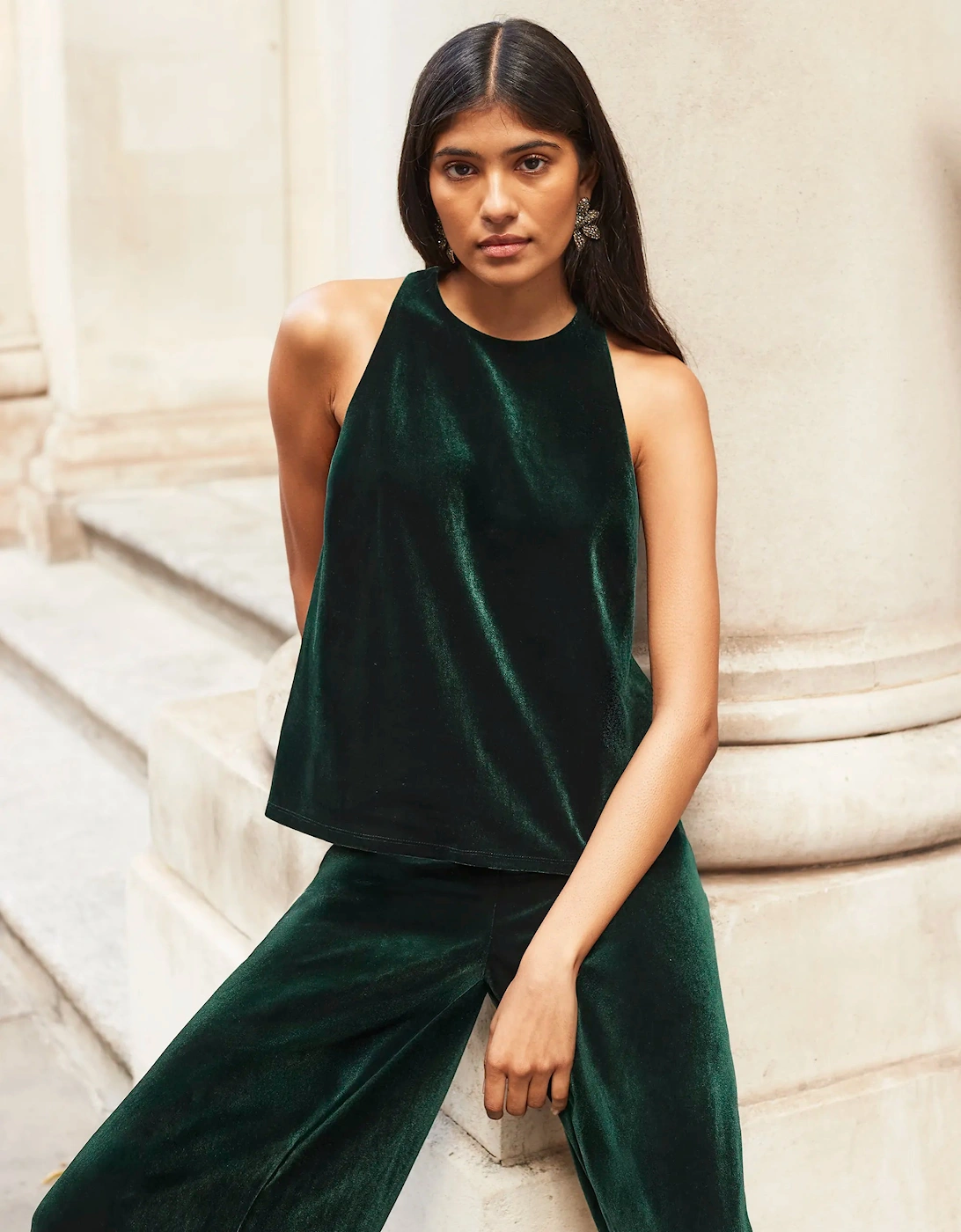 Petite Green Velvet Trousers