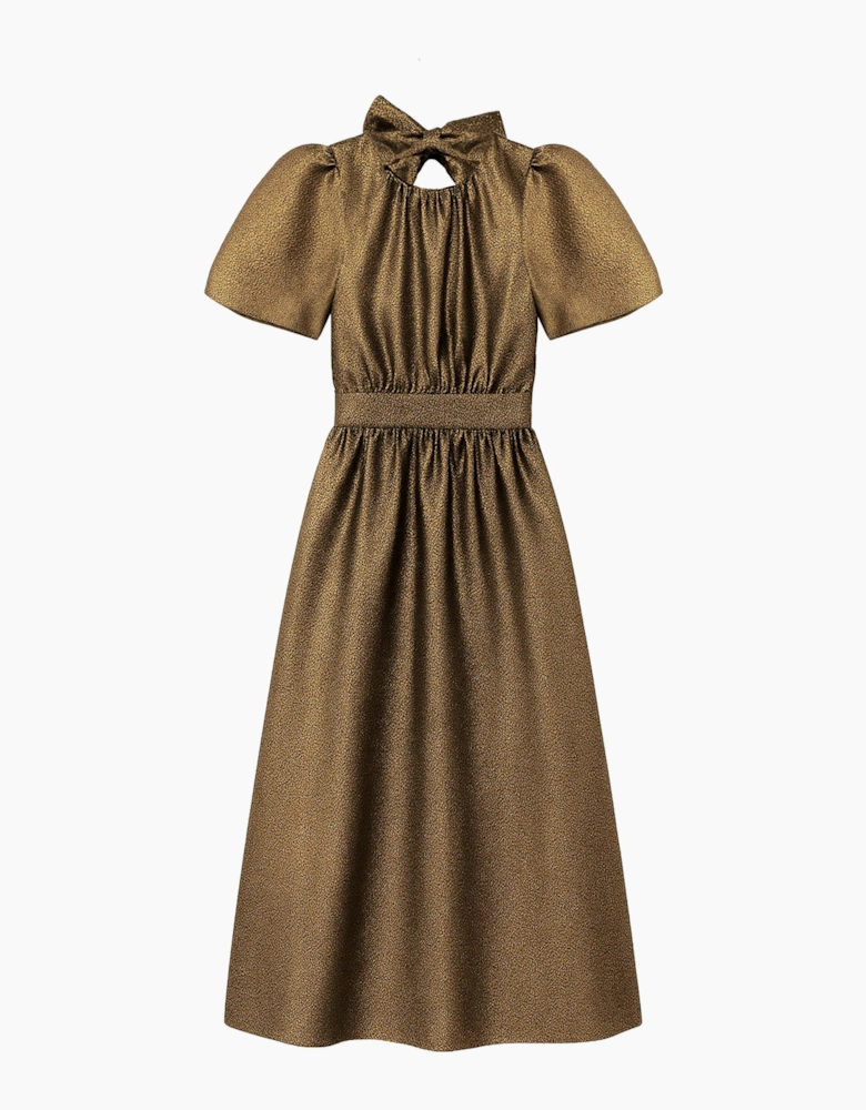 Seraphina Gold Puff Sleeve Dress