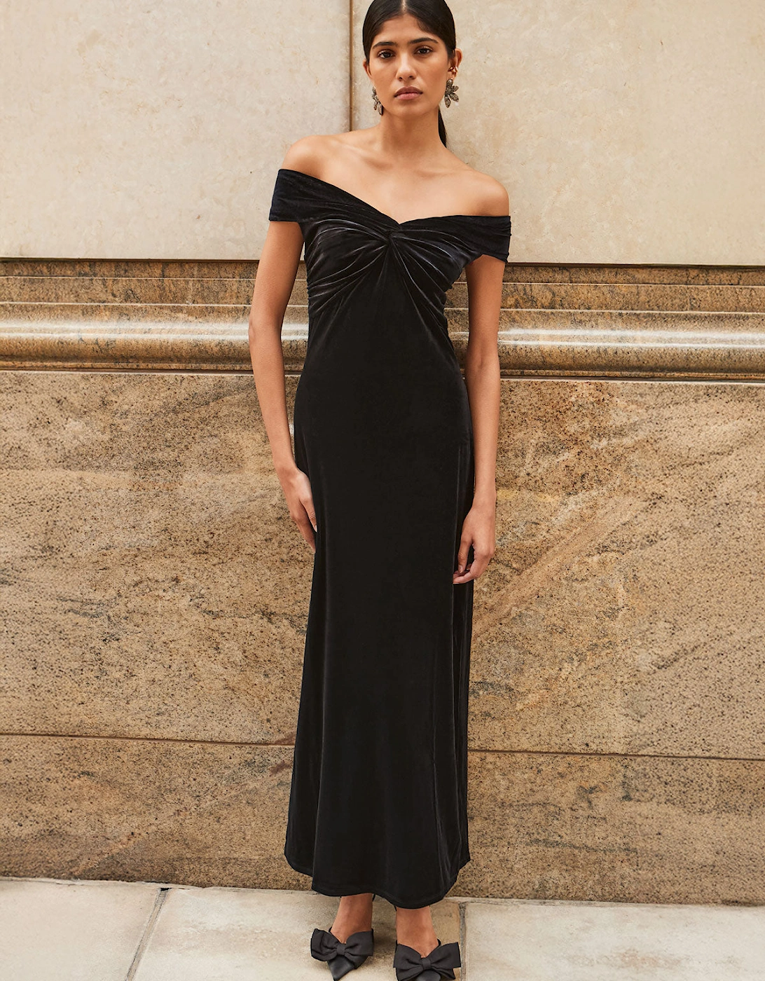Lia Black Velvet Off The Shoulder Dress