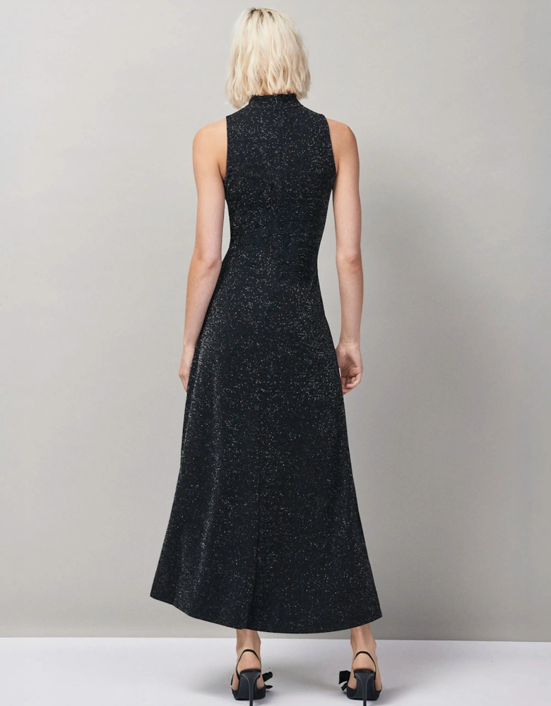 Petite Carrie Black Sparkle Ponte Dress