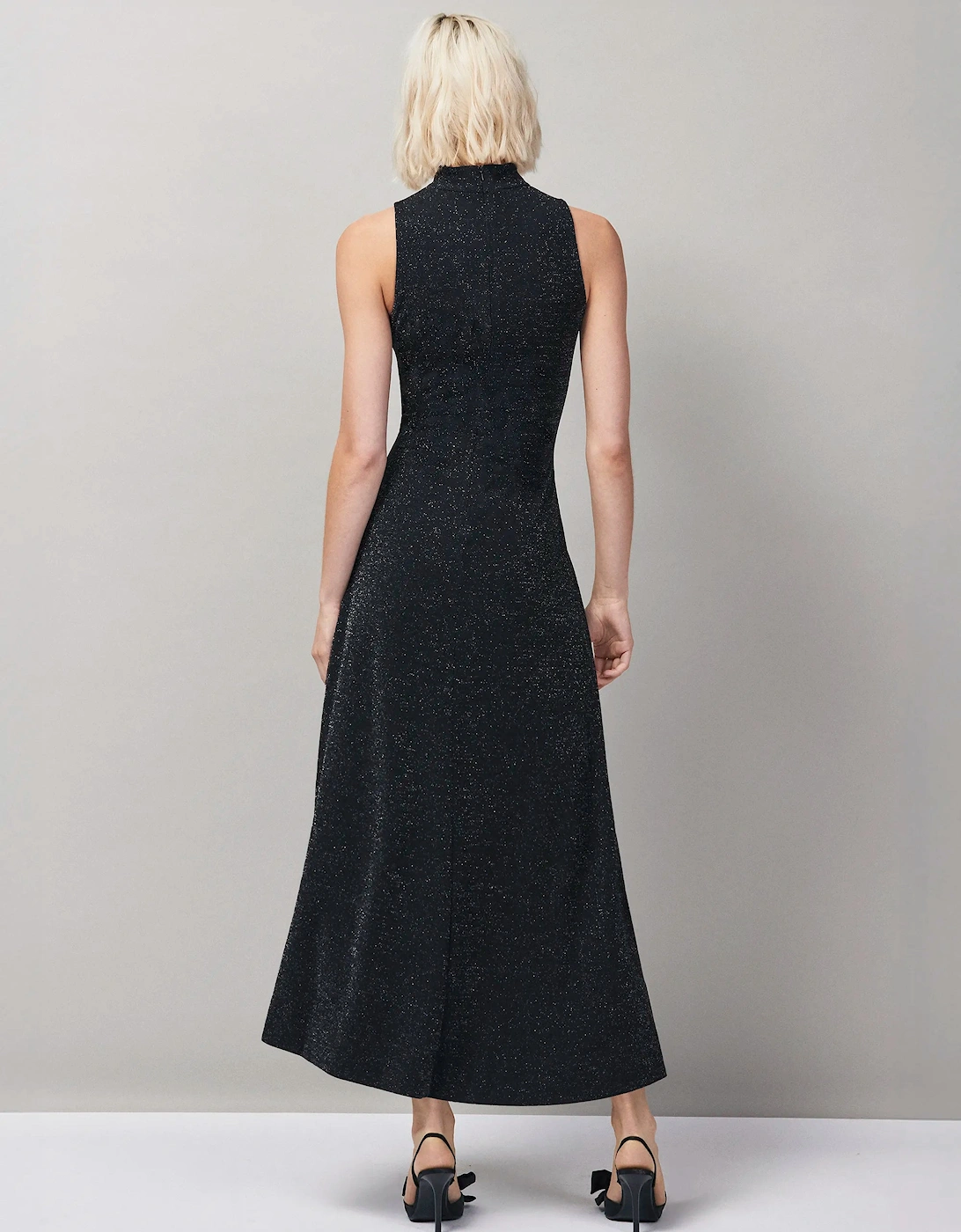 Petite Carrie Black Sparkle Ponte Dress