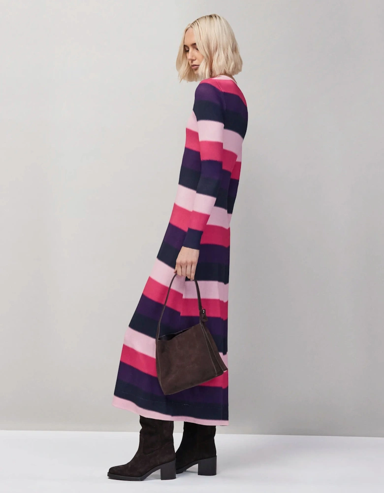 Multi Blurred Stripe Jersey Dress