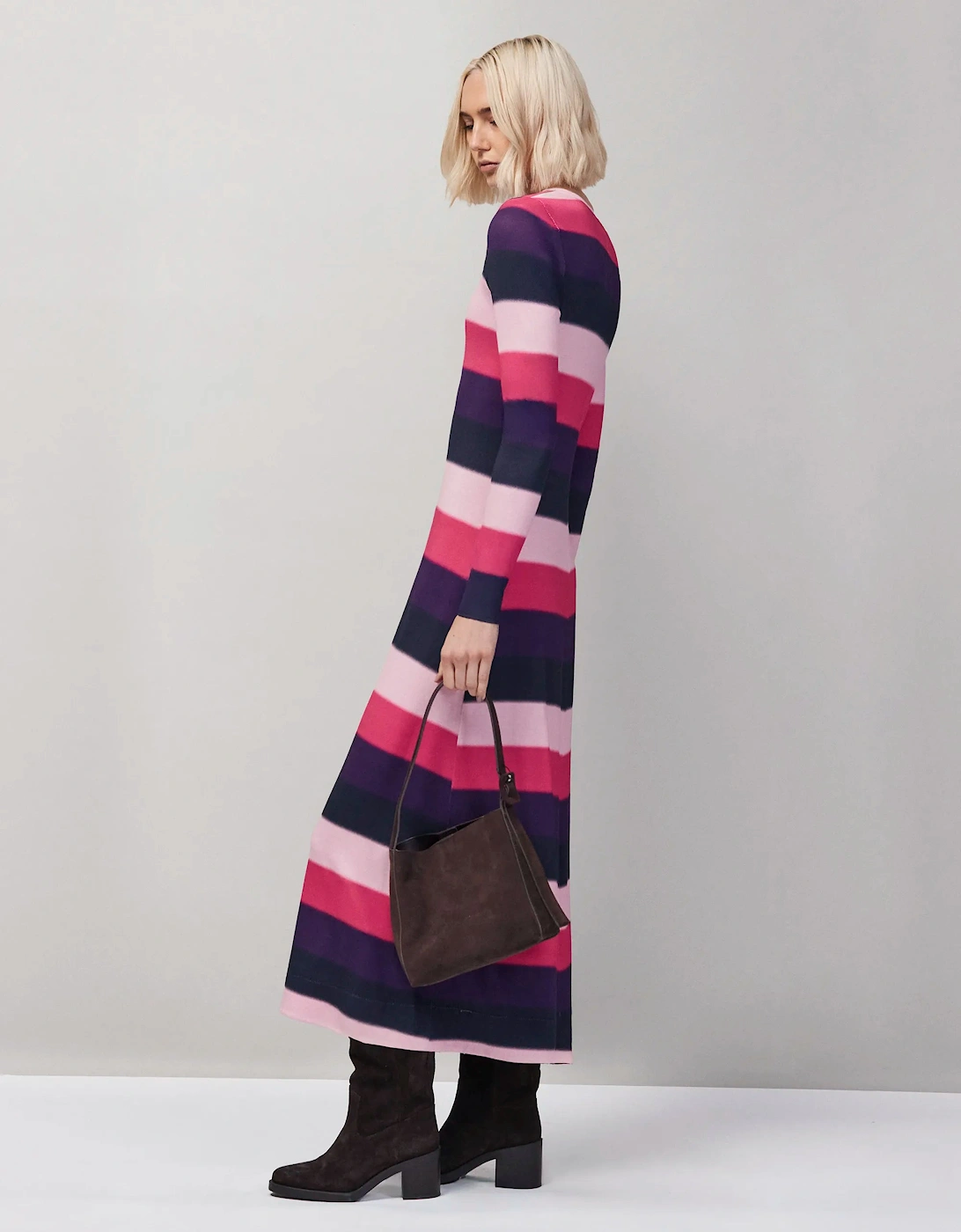 Multi Blurred Stripe Jersey Dress