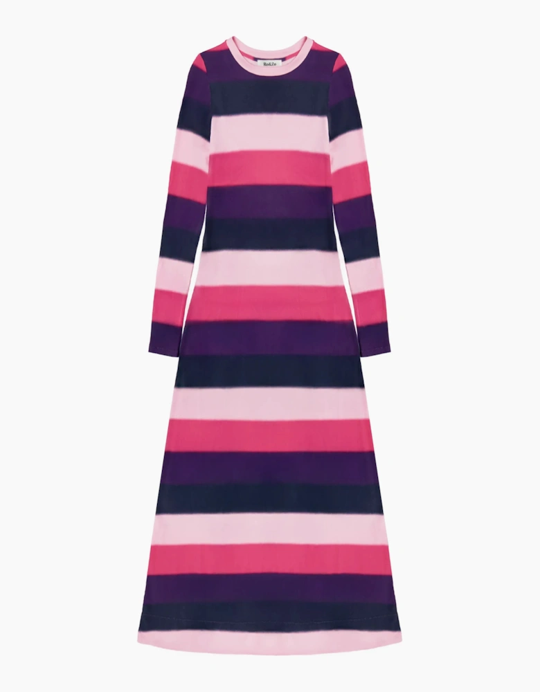 Multi Blurred Stripe Jersey Dress