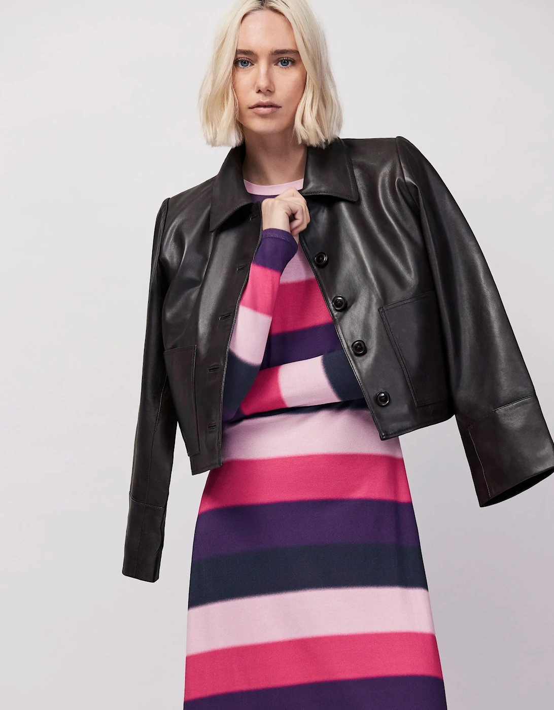 Multi Blurred Stripe Jersey Dress