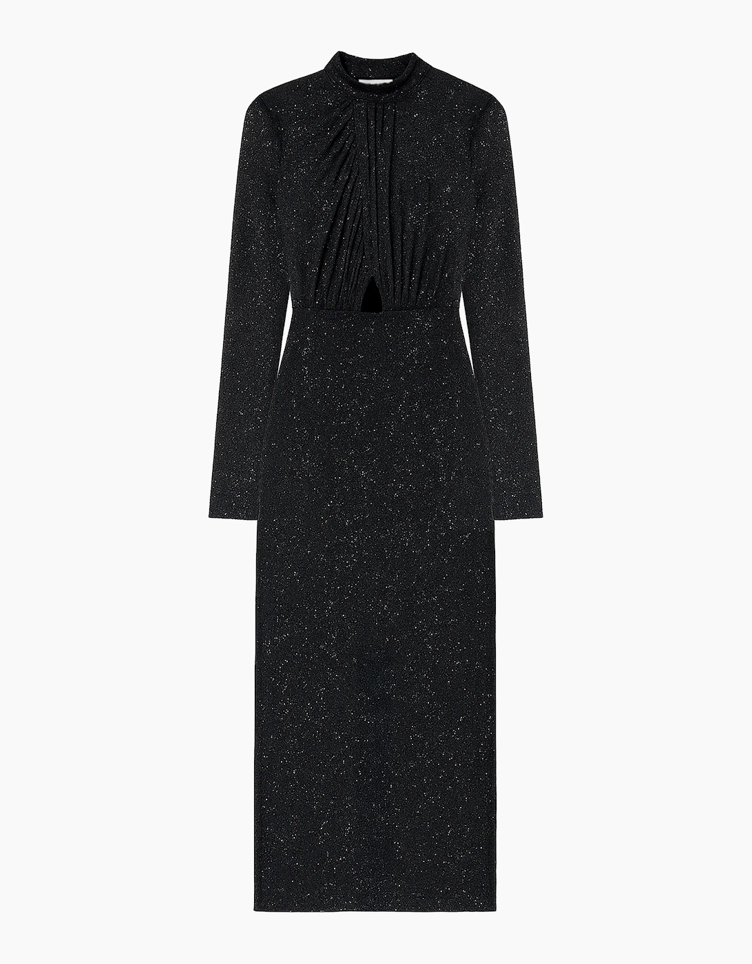 Cleo Black Flocked Cut Out Detail Dress