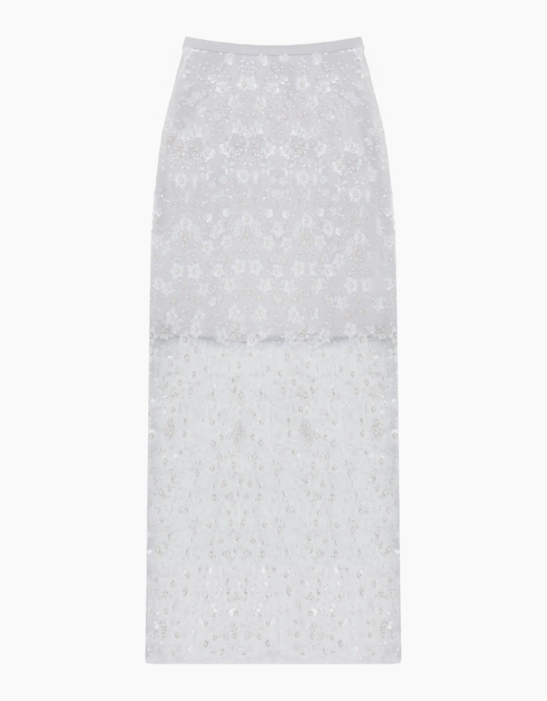 Silver Crystal Sequin Beaded Skirt