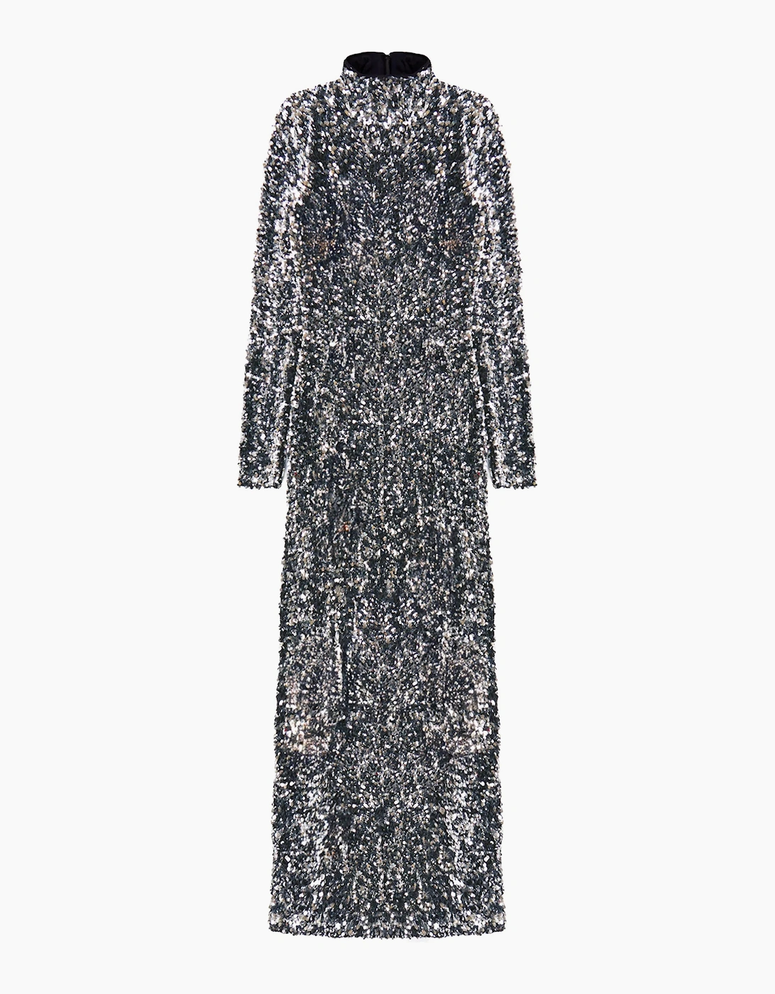 Petite Astrid Silver Long Sleeve Velvet Sequin Dress, 6 of 5