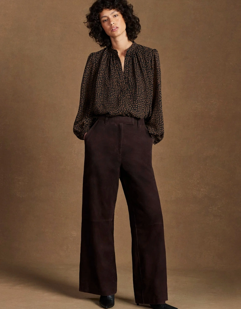 Black and Camel Print Top