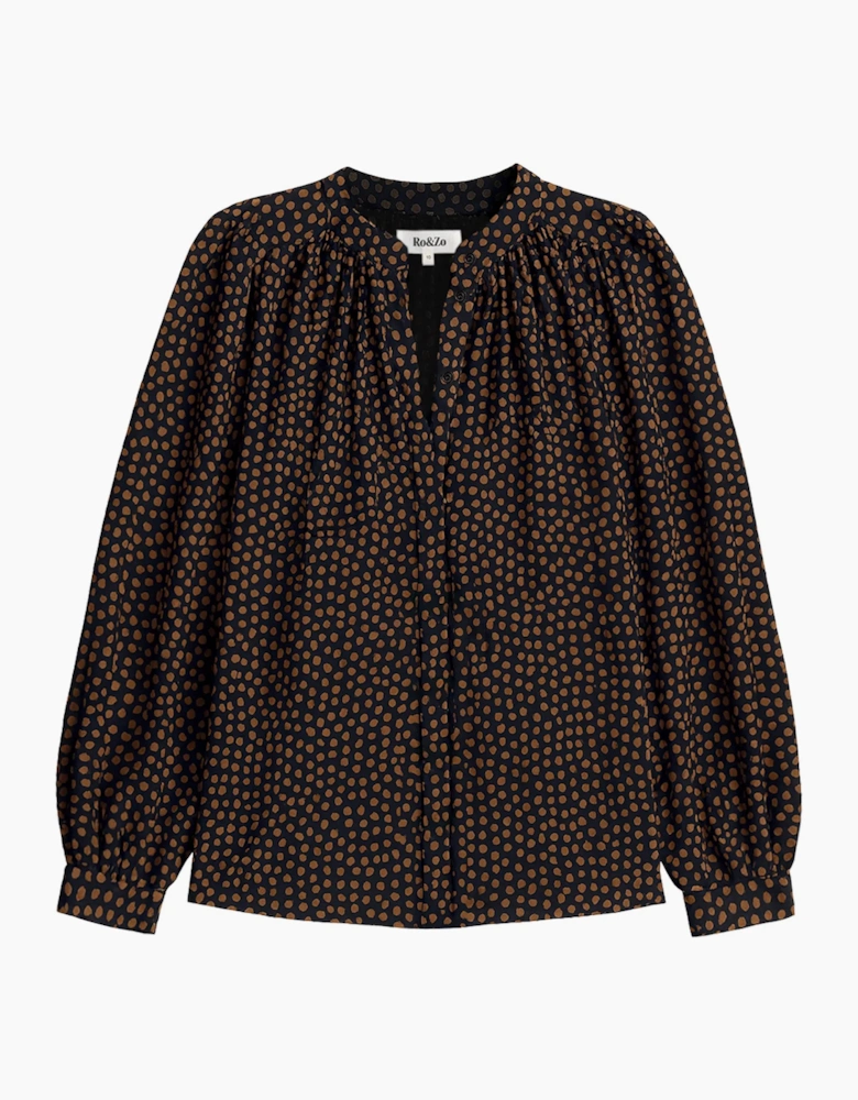 Black and Camel Print Top
