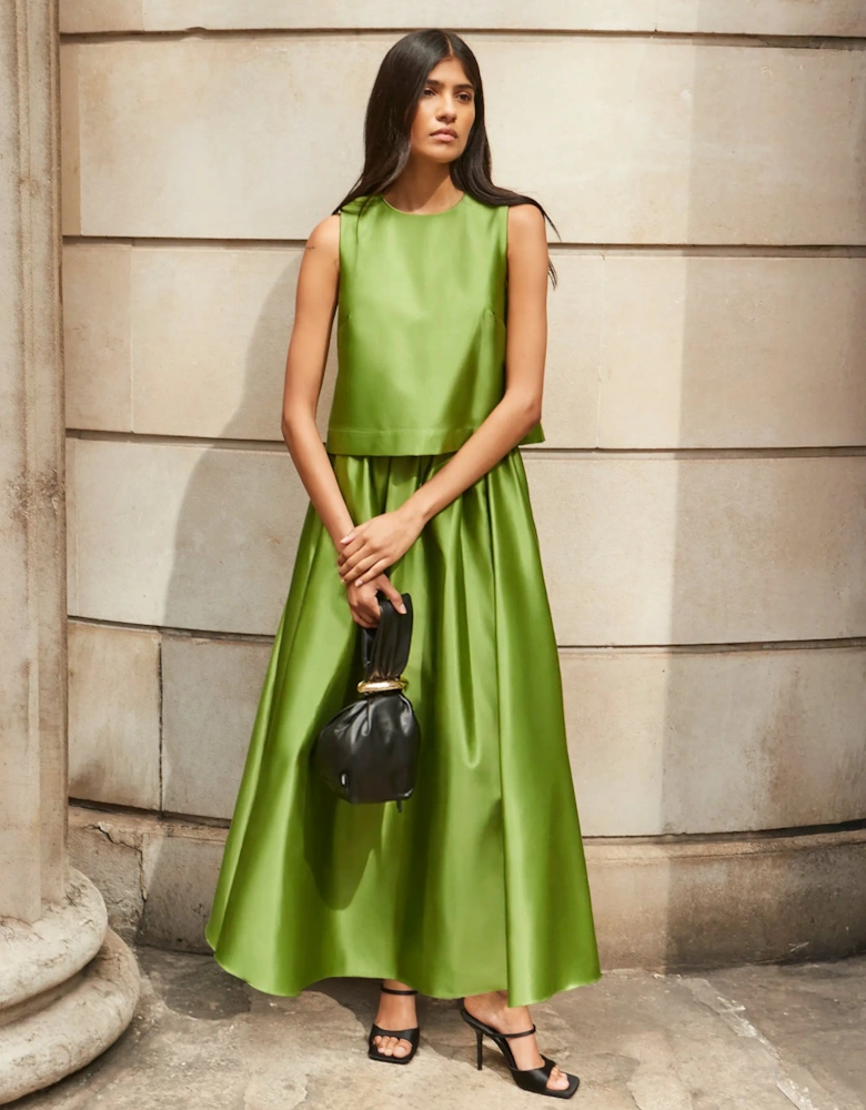 Green Satin Shell Top