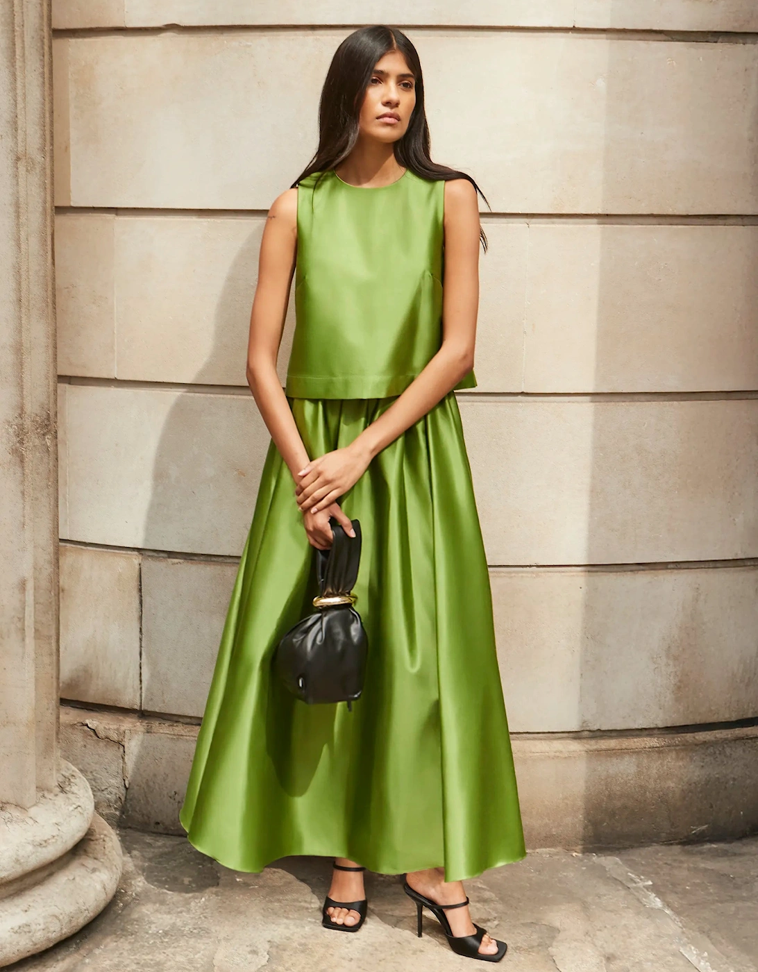 Green Satin Shell Top