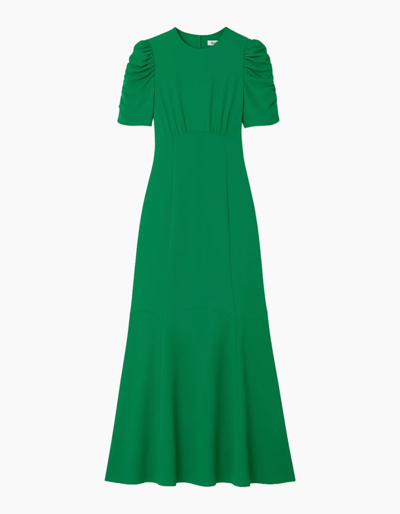 Petite Belle Green Puff-Sleeve Dress