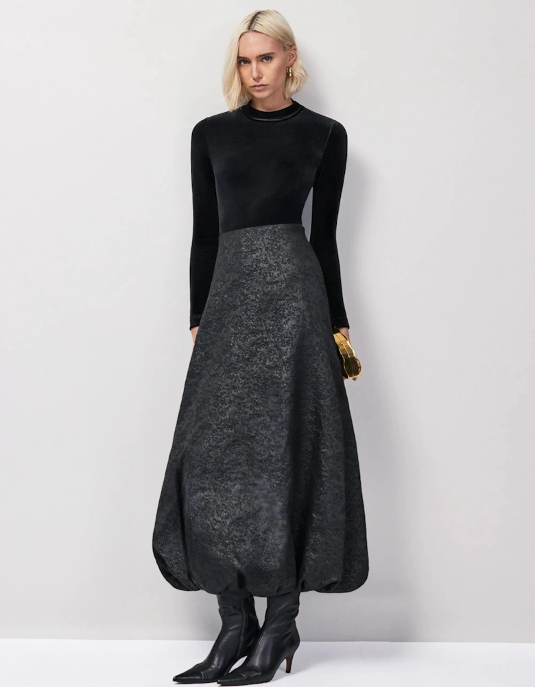 Black Jacquard Puffball Skirt