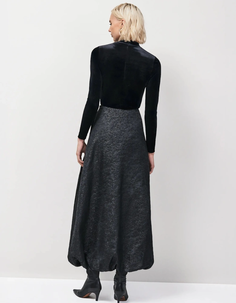 Black Jacquard Puffball Skirt