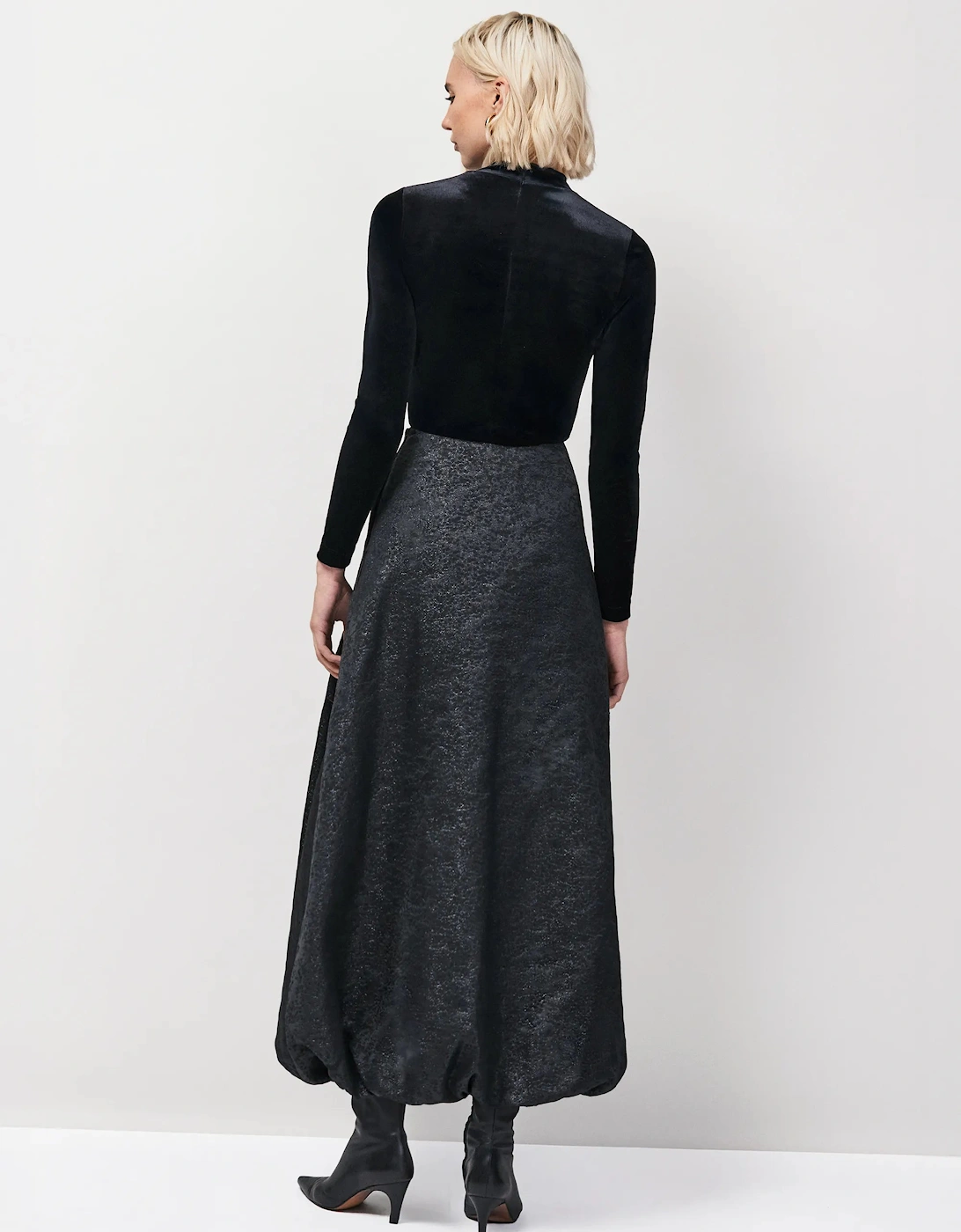 Black Jacquard Puffball Skirt
