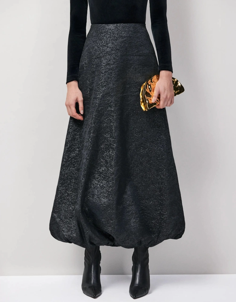 Black Jacquard Puffball Skirt