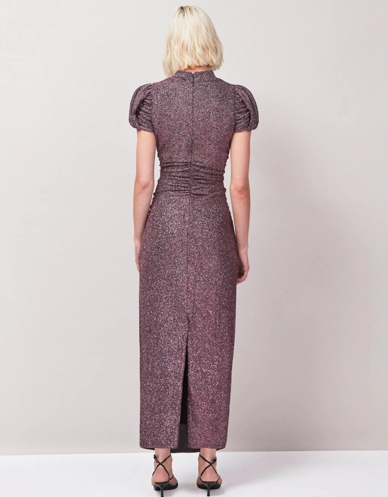 Adeline Pink Sparkle Tulip Sleeve Detail Dress