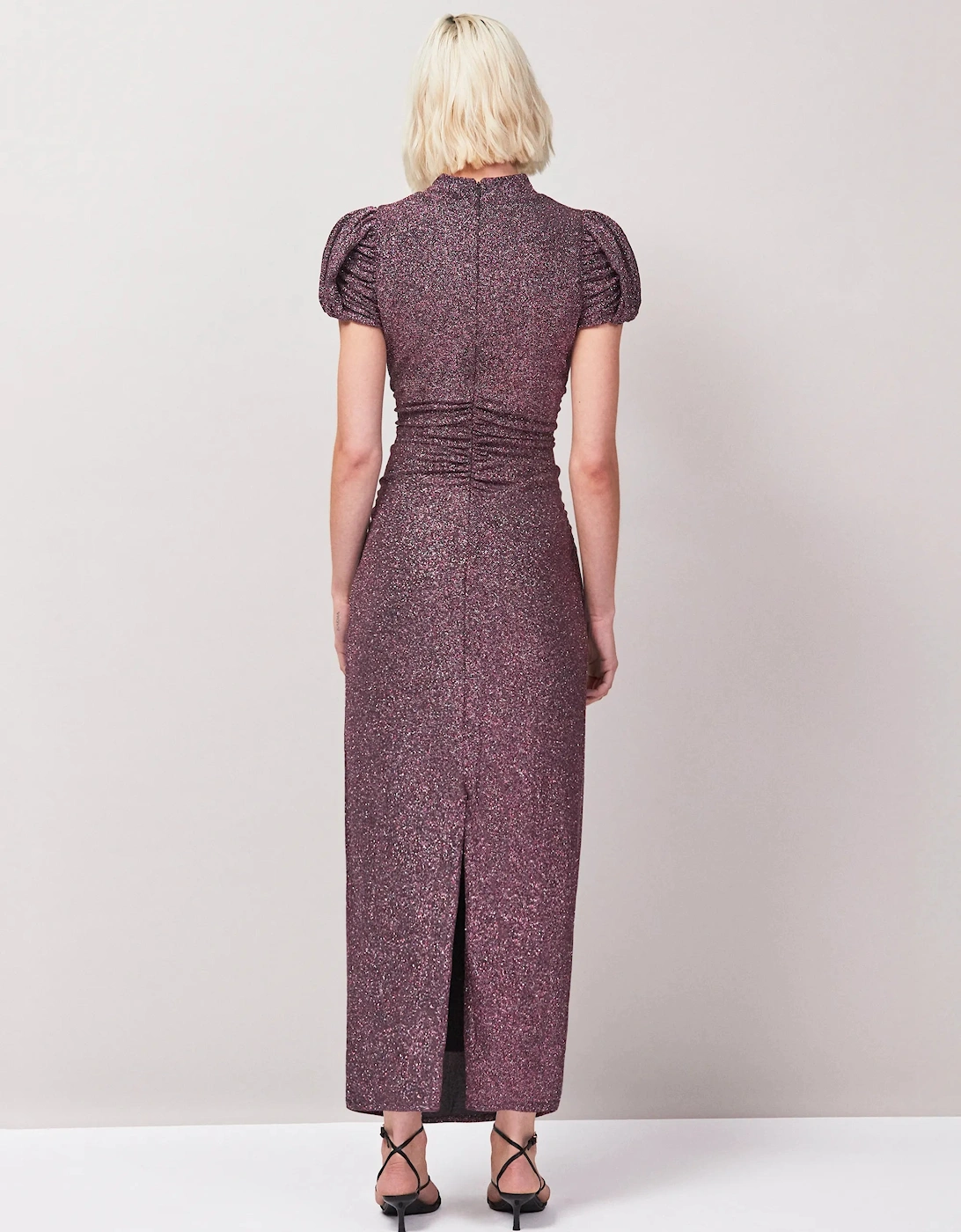 Adeline Pink Sparkle Tulip Sleeve Detail Dress