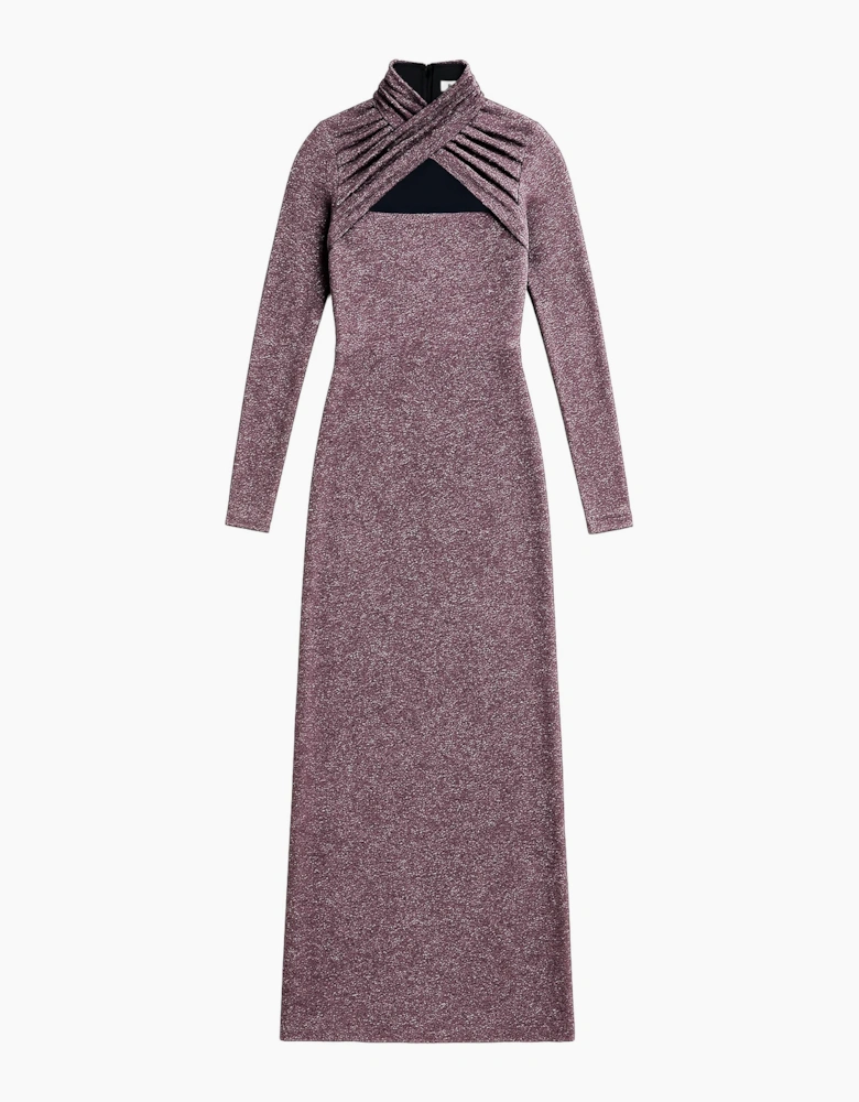 Cameron Pink Sparkle Long-Sleeve Cut-Out Dress