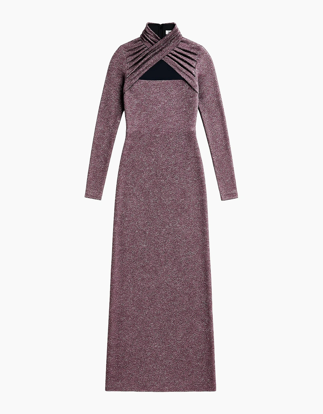 Cameron Pink Sparkle Long-Sleeve Cut-Out Dress