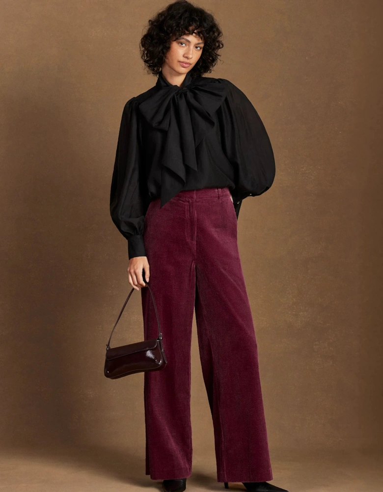 Burgundy Cord Wide Leg Trousers