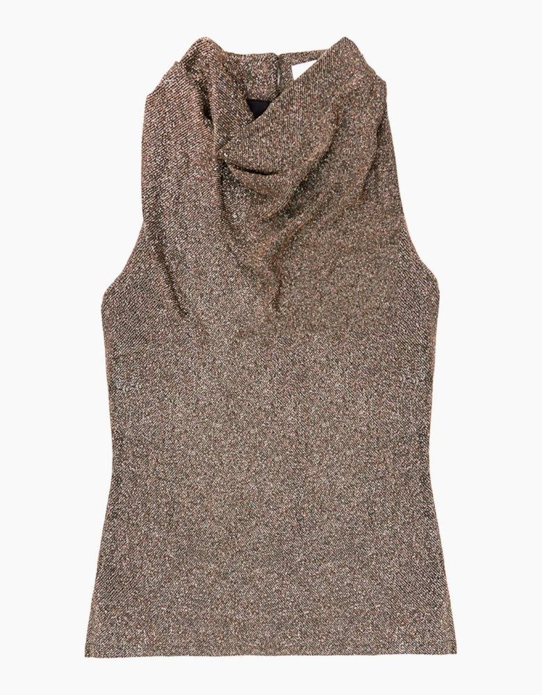 Gold Sparkle Jersey Cowl Top
