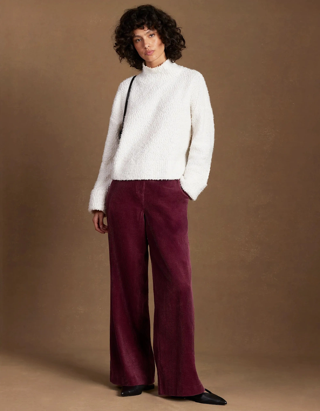 Burgundy Cord Wide Leg Trousers
