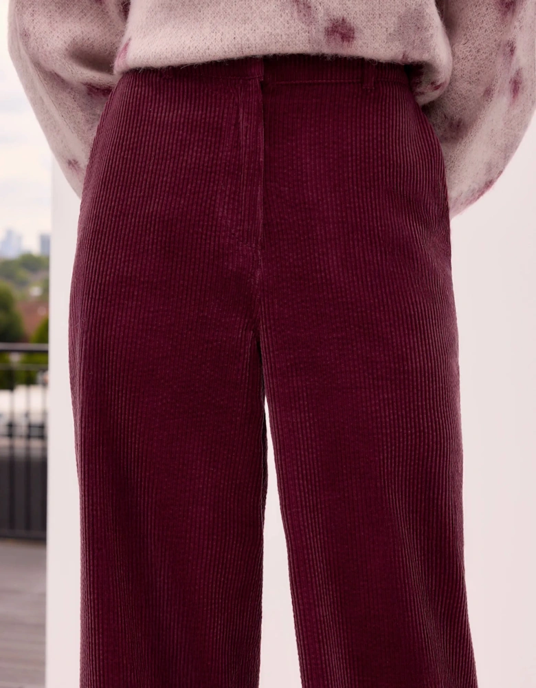 Burgundy Cord Wide Leg Trousers