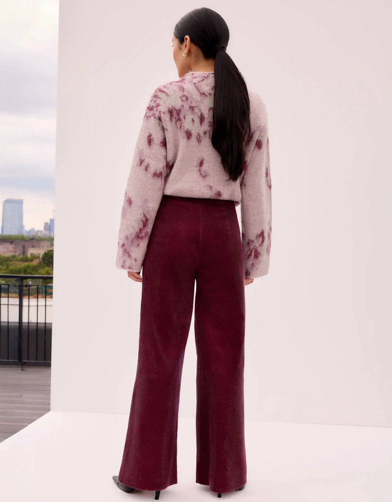 Burgundy Cord Wide Leg Trousers