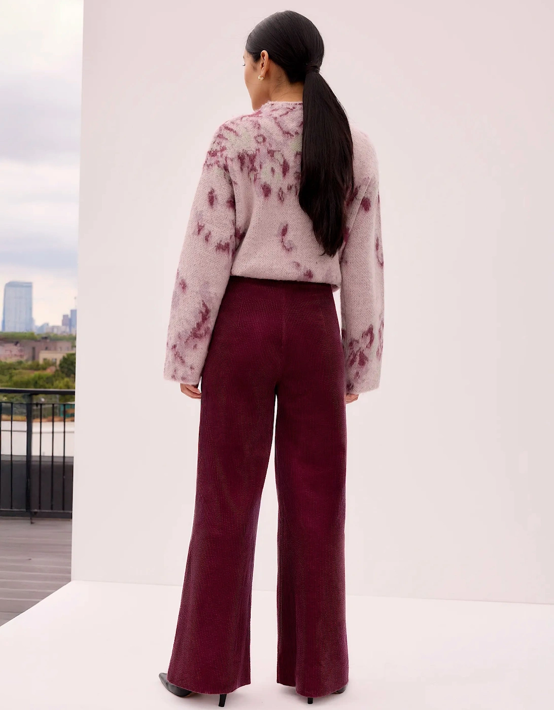 Burgundy Cord Wide Leg Trousers