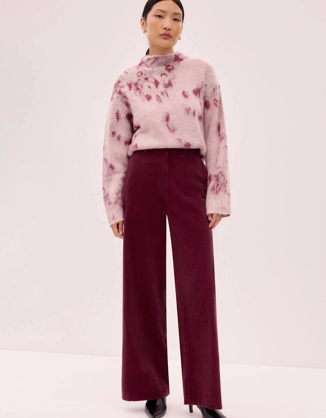 Burgundy Cord Wide Leg Trousers