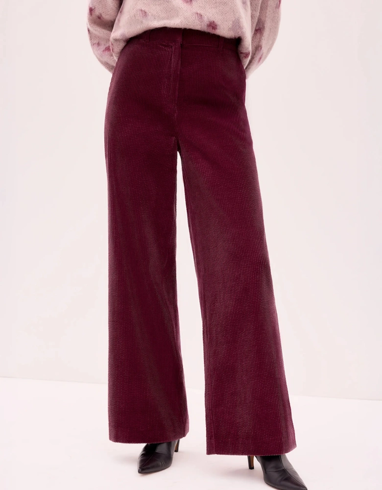 Burgundy Cord Wide Leg Trousers