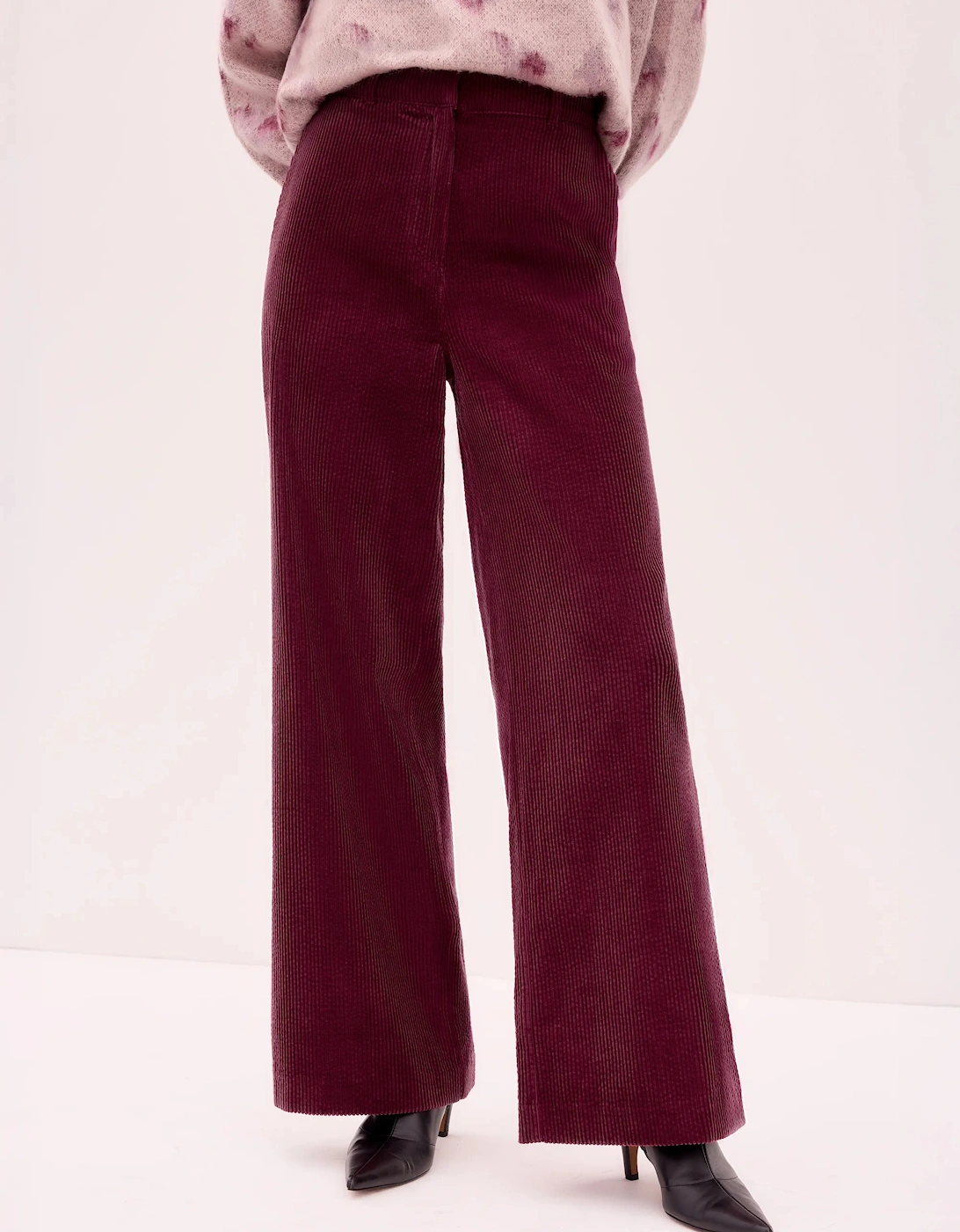 Burgundy Cord Wide Leg Trousers