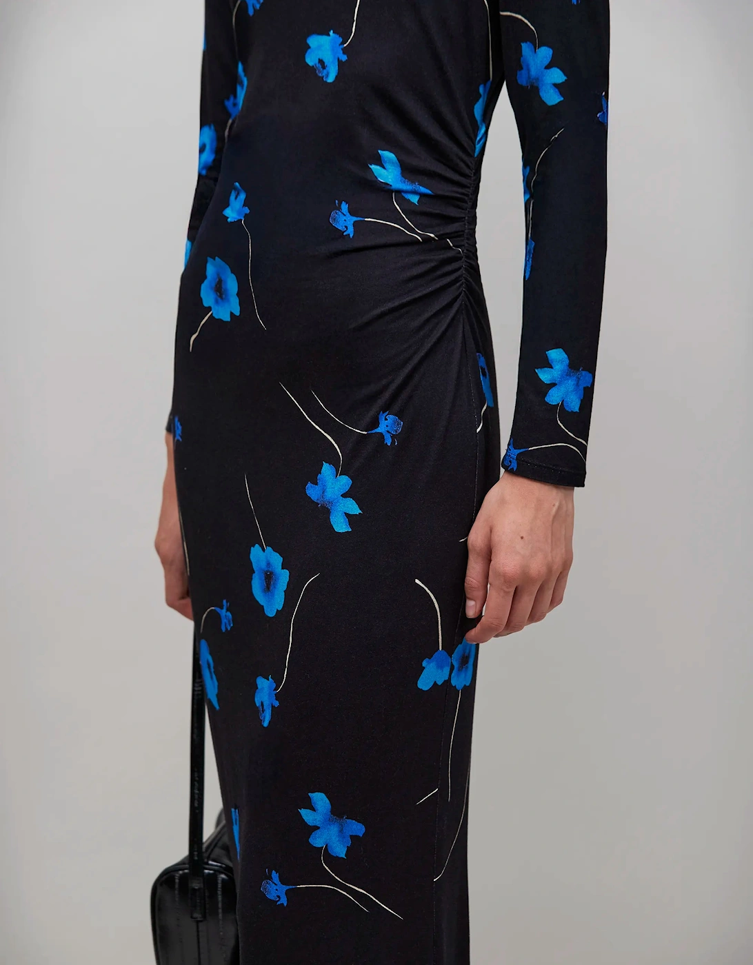 Blue Floral Print Jersey Dress