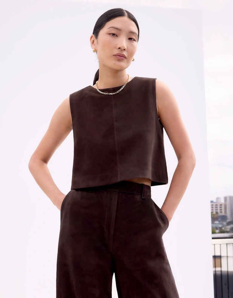 Chocolate Brown Suede Shell Top