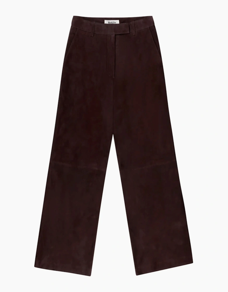 Petite Chocolate Brown Suede Wide Leg Trousers