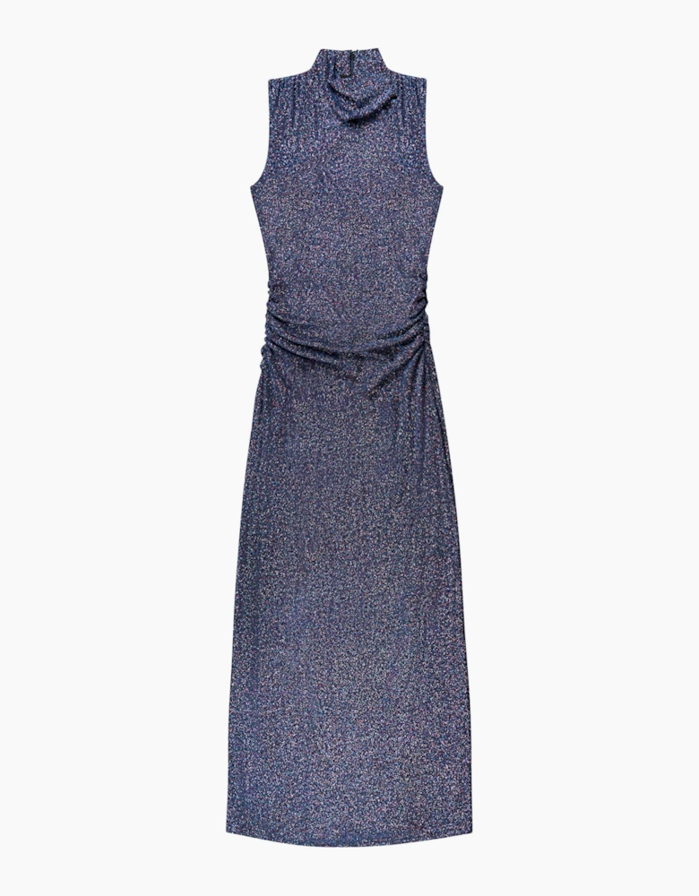 Robyn Blue Sparkle Cowl Neck Dress