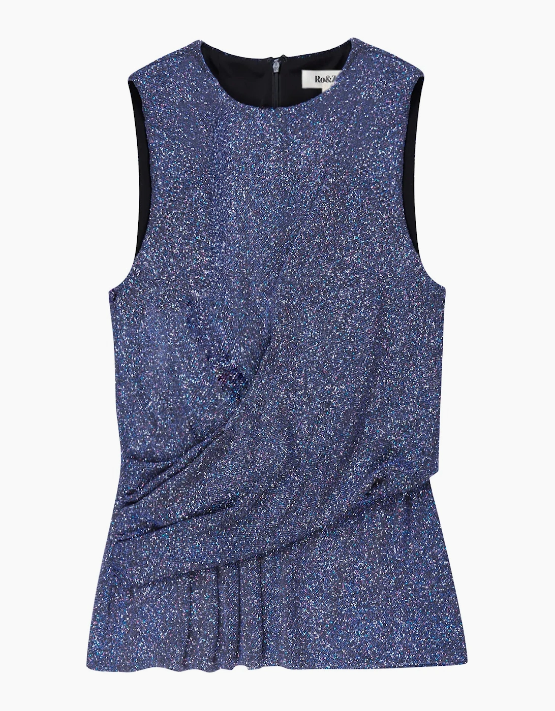 Blue Sparkle Drape-Front Top, 6 of 5