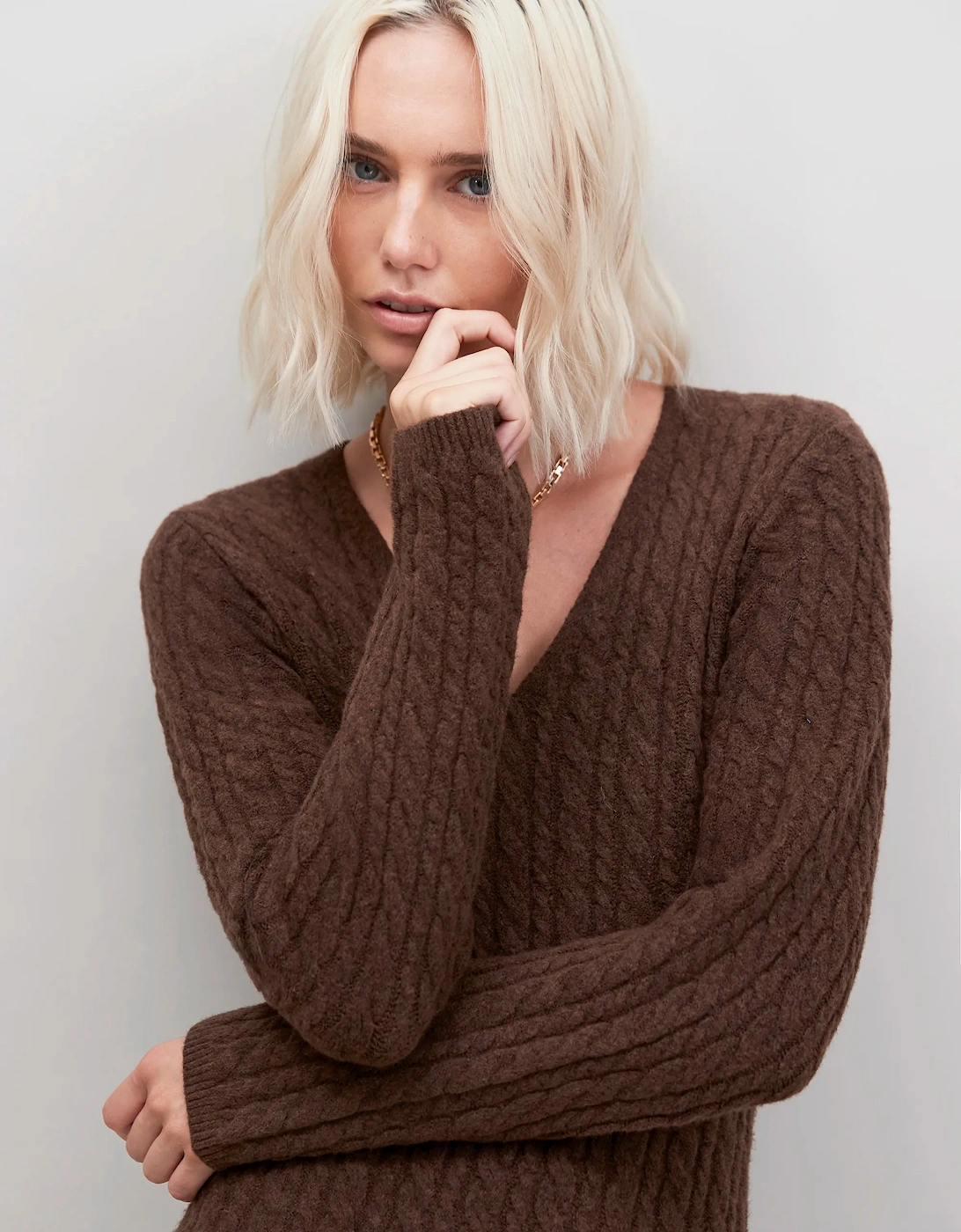 Chocolate Brown Cable Knit Dress