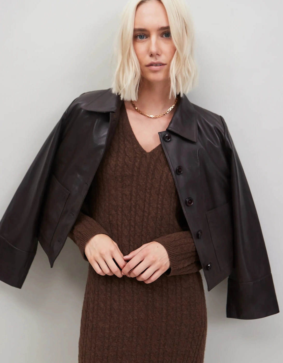 Chocolate Brown Cable Knit Dress
